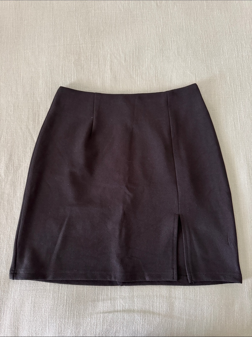 Women's Black Mini Skirt with Front Slit